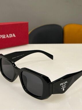 Prada Black Gloss Oversized Square Sunglasses